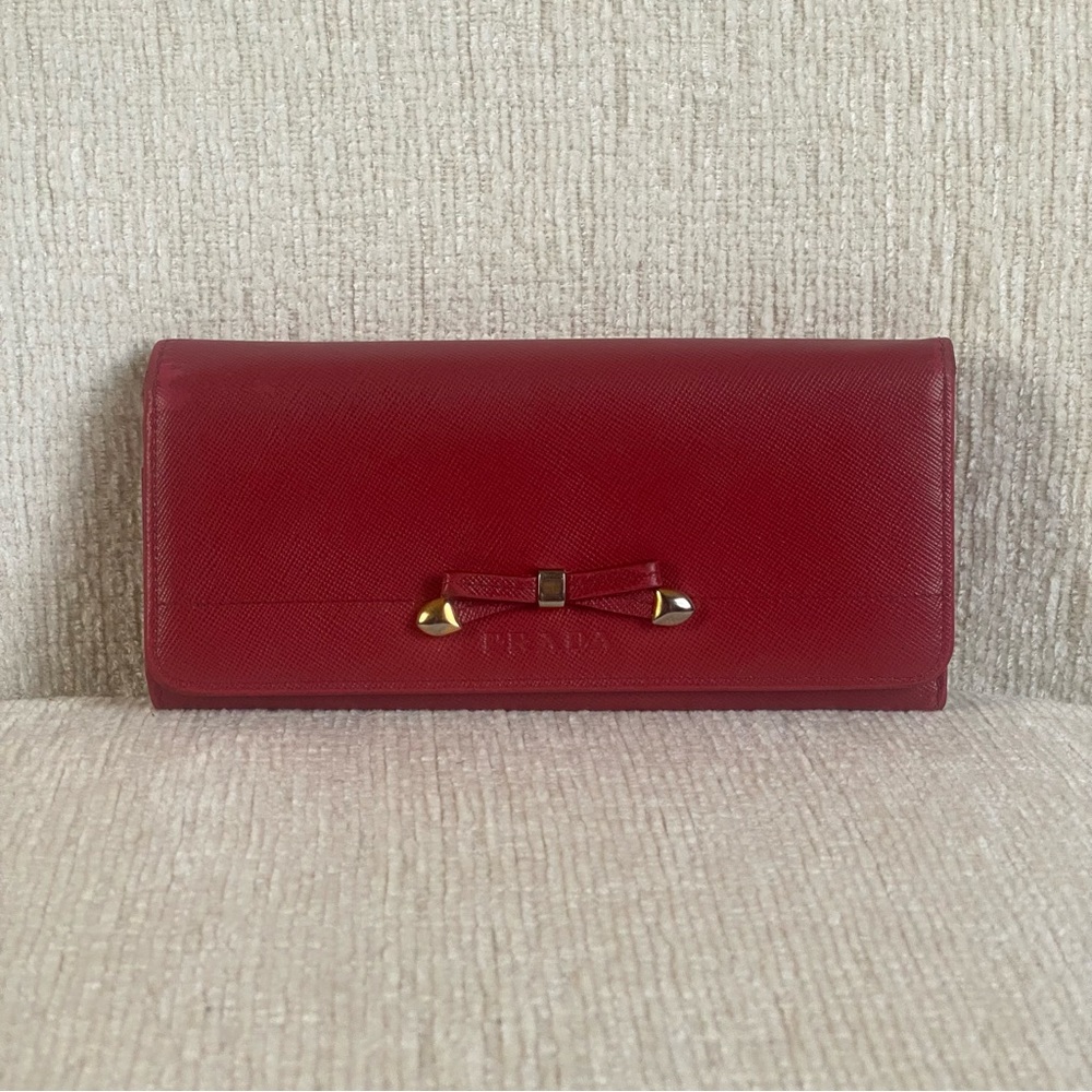 PRADA Ribbon Bow Double Snap Wallet